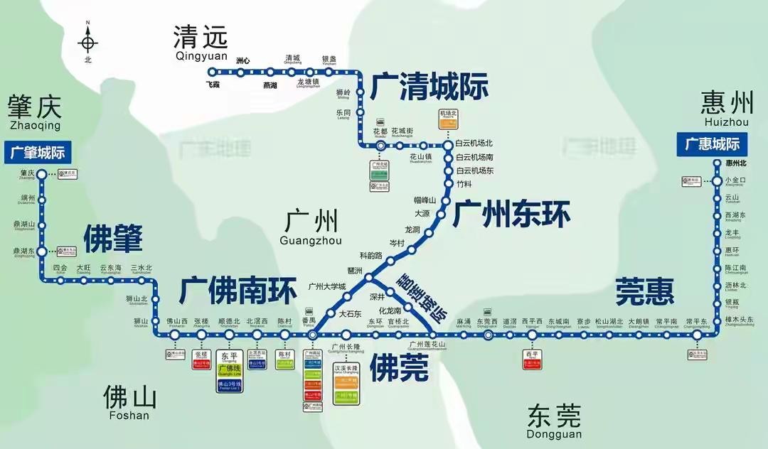 即将开通的广佛东环、琶洲支线这两条城际铁路在整个广东城际铁路网中所扮演的角色
