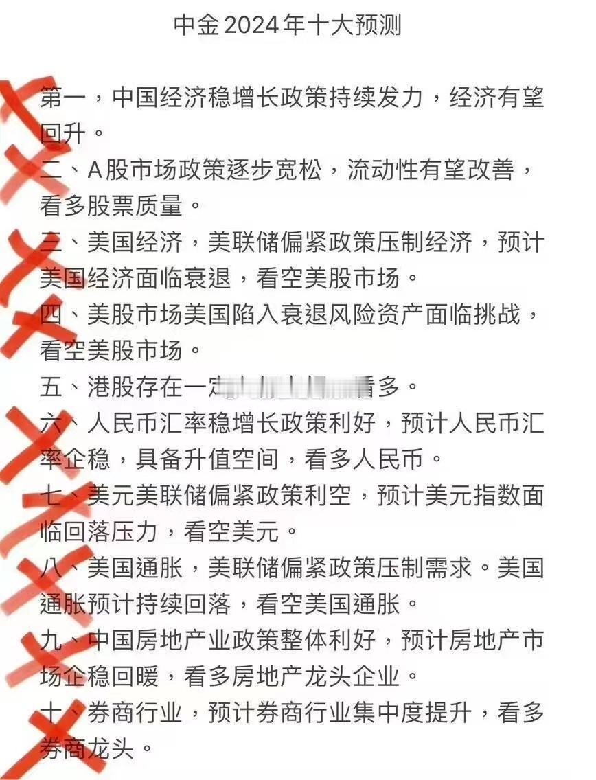 中金公司年初10大预测差一点全军覆没了，下半年能逆袭不？ ​​​