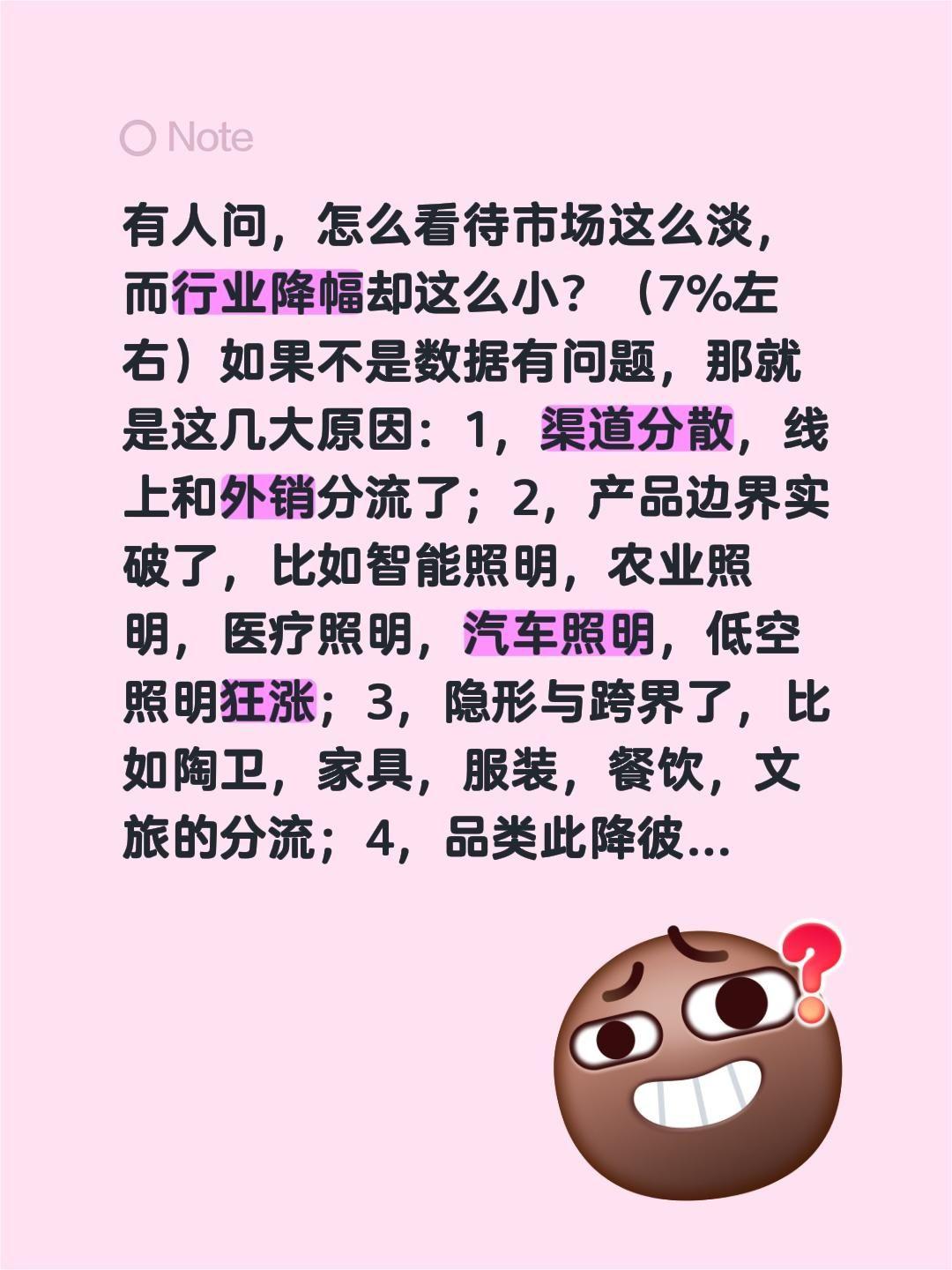 我评论了@世照网传媒黄河 的作品：
有人问，怎么看待市场这么淡，而行业降幅却这么