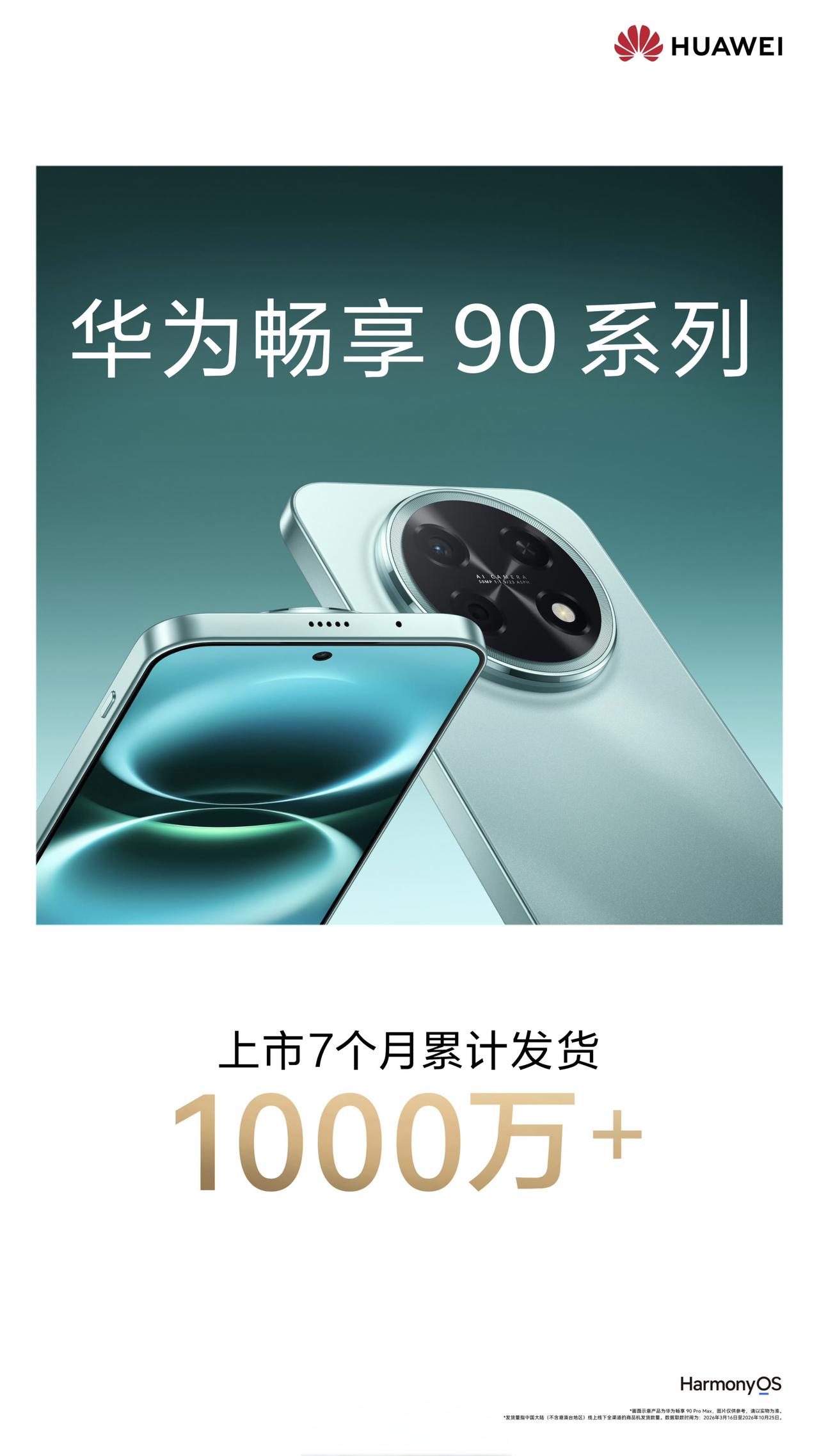 博主“骑士光影&寂寞哥”说，华为畅享90系列7个月出货破千万台，而同档的某竞品系