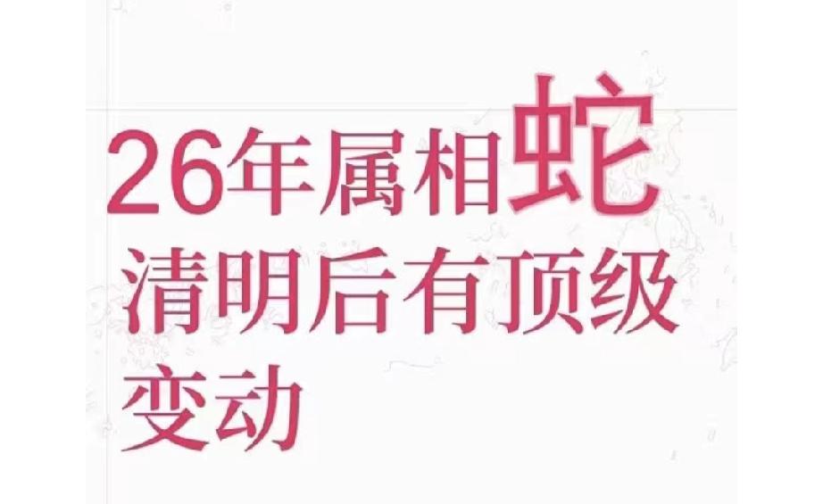 属蛇人清明后运势：别着急，好运正在换节奏
 
2026年对属蛇人来说，不是突然爆
