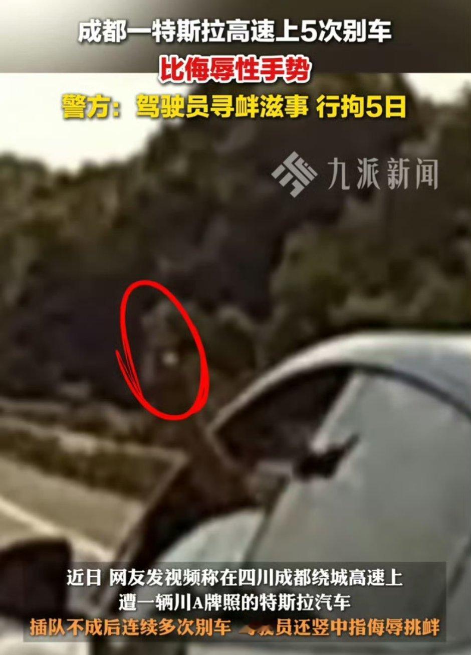 特斯拉司机高速别车比侮辱手势被查还是罚的太轻，这种无视他人生命的人就应该吊销他的
