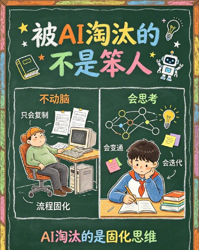 正在被AI悄悄淘汰的，不是笨人，是懒人，很多人误会：AI淘汰低学历、低能力的人。