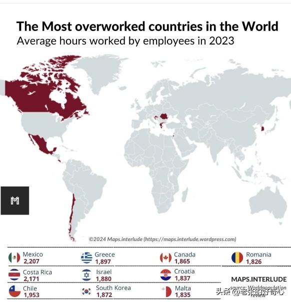 开玩笑吗？加拿大竟然能成为世界上工作最劳累的国家之一？
经合组织最新的工作时间数