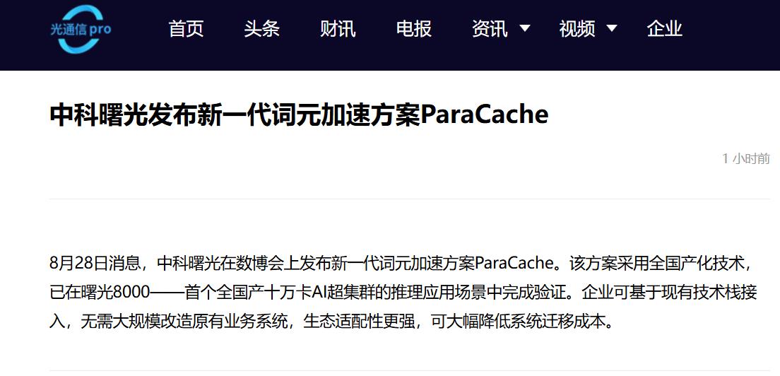 ParaCache大招落地，中科曙光这次够狠。
每年逛数博会这种行业大展，我都会
