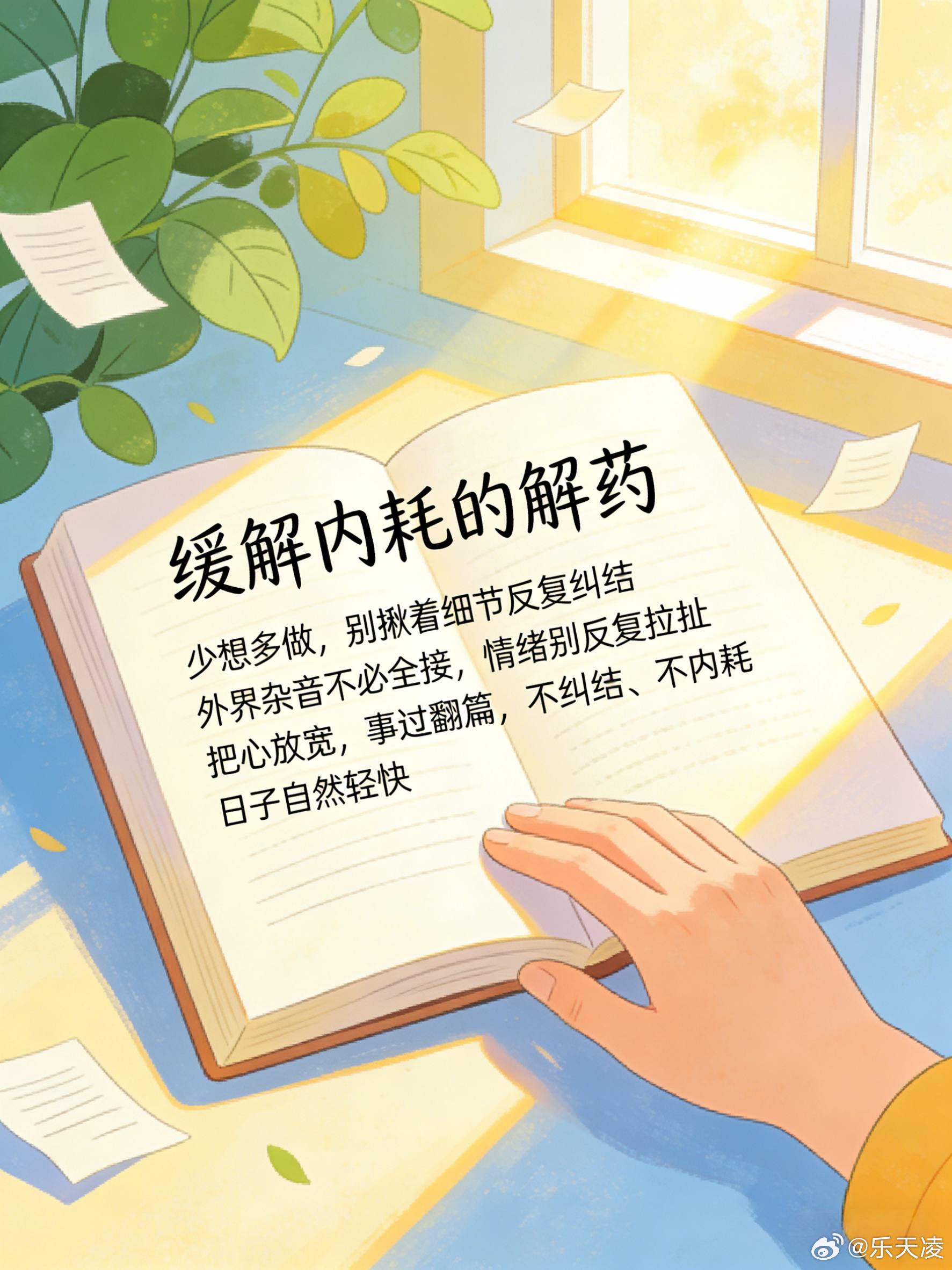 缓解内耗的解药 少想多做，别揪着细节反复纠结。外界杂音不必全接，情绪别反复拉扯。