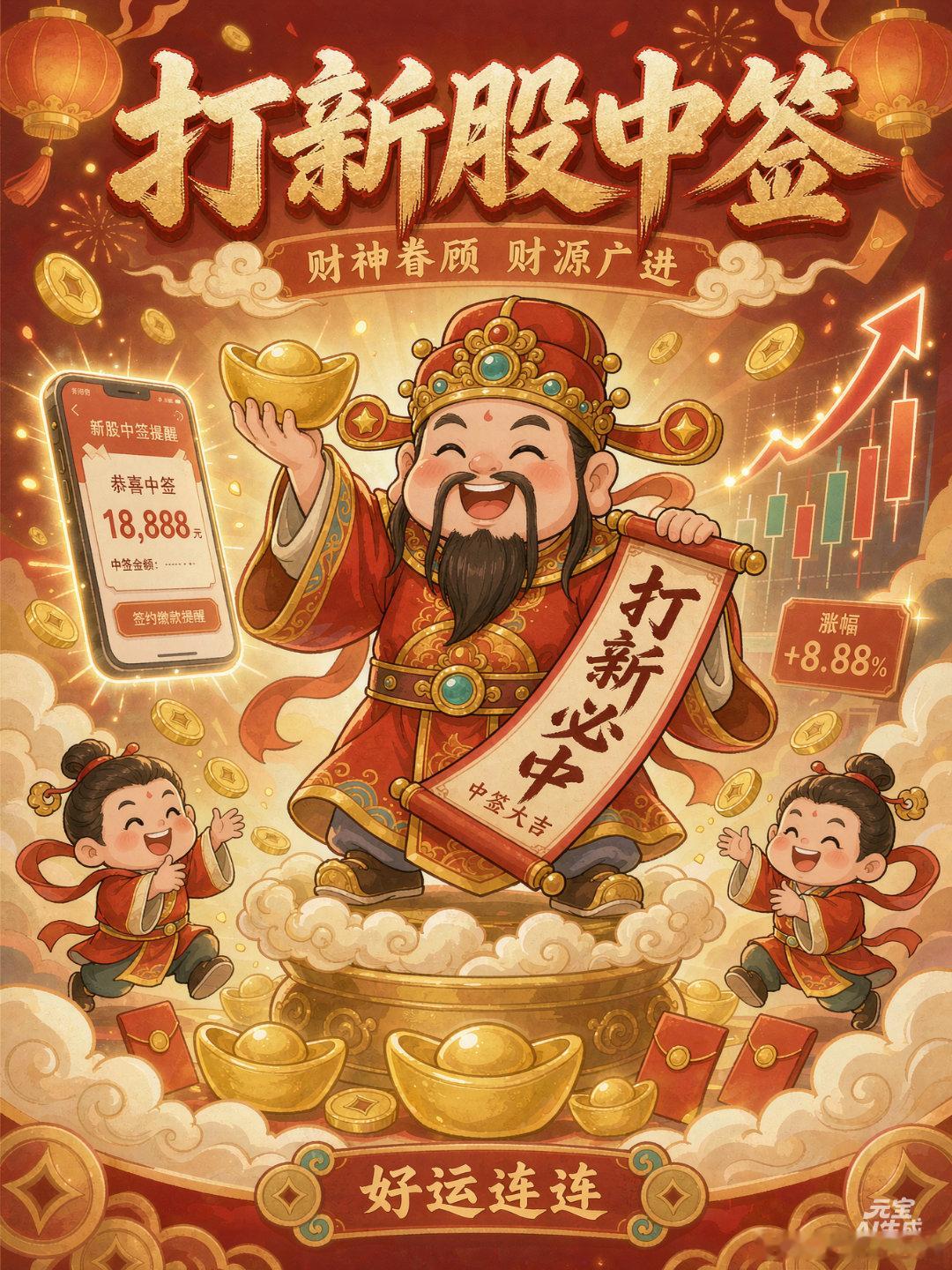 来打新了，中签宇树科技，说不定能买辆车。玄学中签点赞。 
