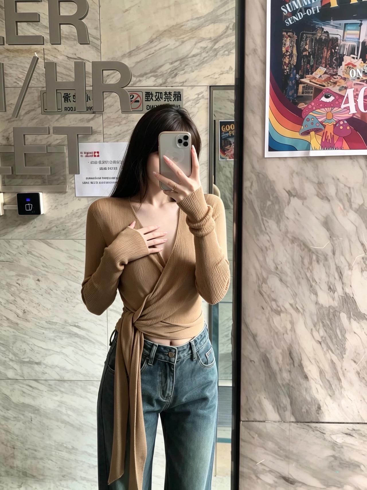高智淡人穿搭 松弛感氛围感穿搭 紧身上衣搭配牛仔裤 热门