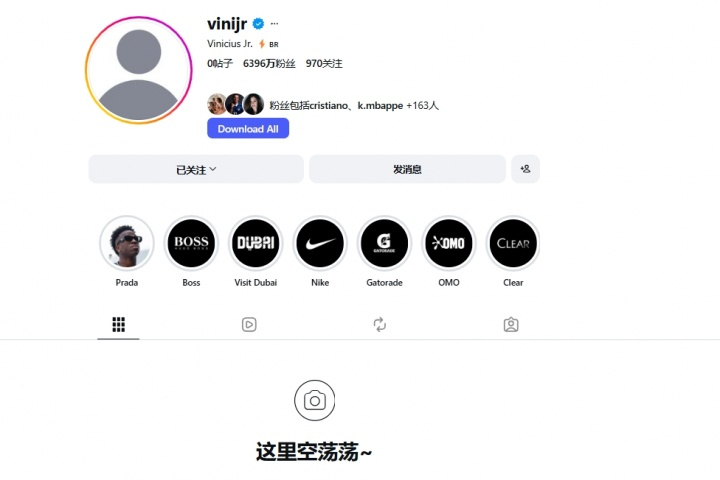 皇家马德里 这是何意？刚和皇马完成续约谈判，维尼修斯清空了个人社媒账号还是老老实