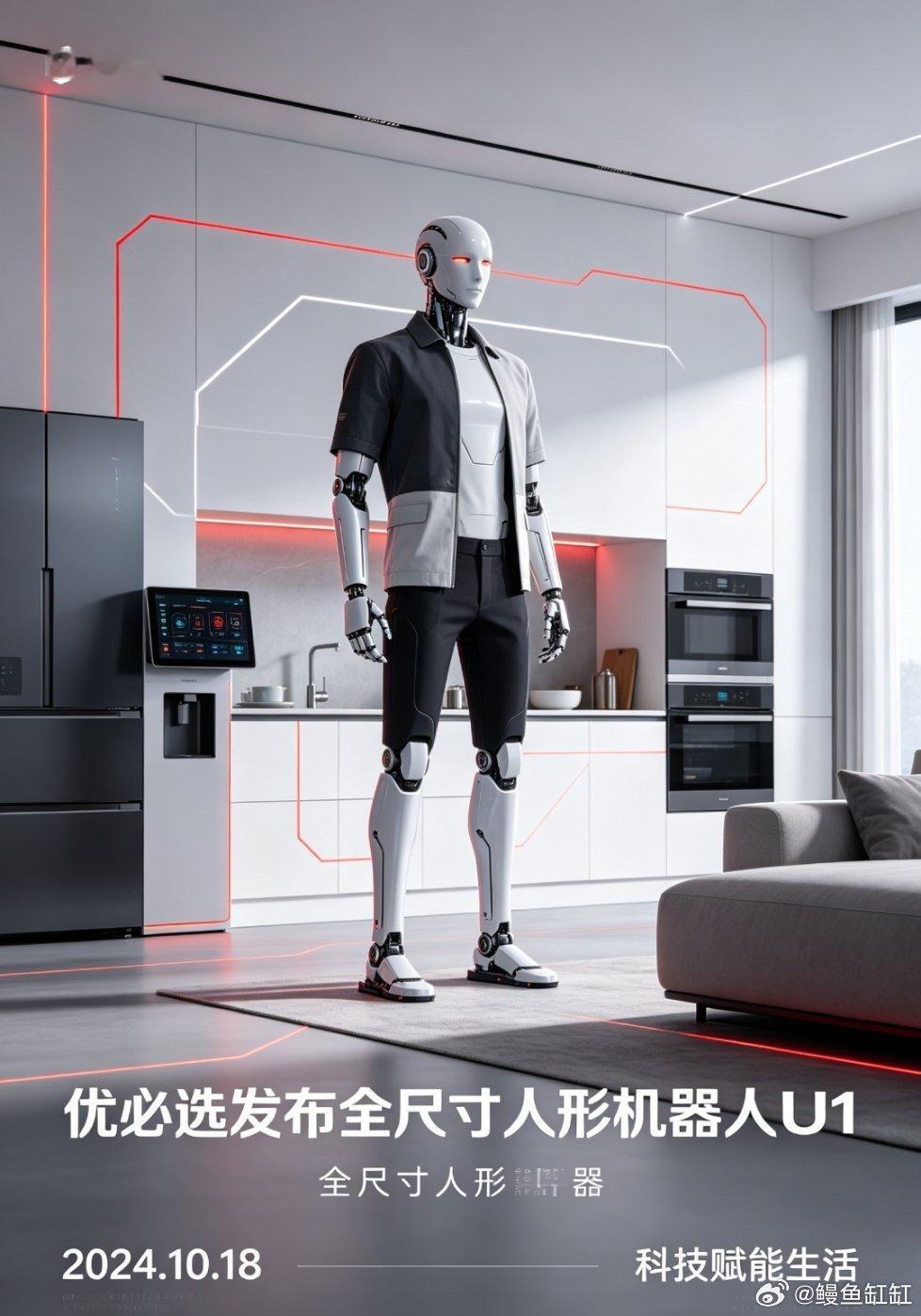 优必选正式发布型号U1的全尺寸人形机器人，官方定价11.98万元，开放预定短短几