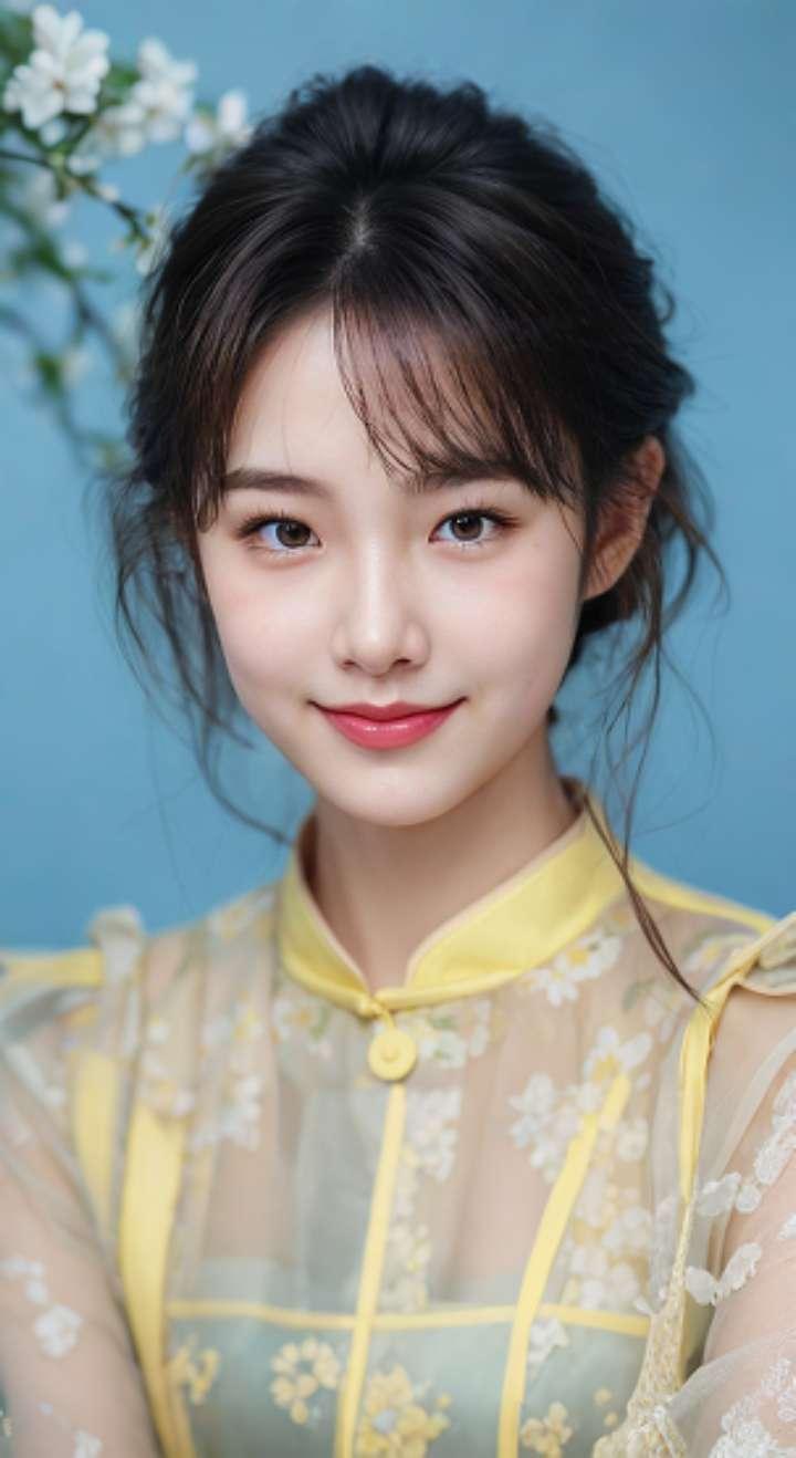 AI扩图 AI淡蓝杏黄雅照