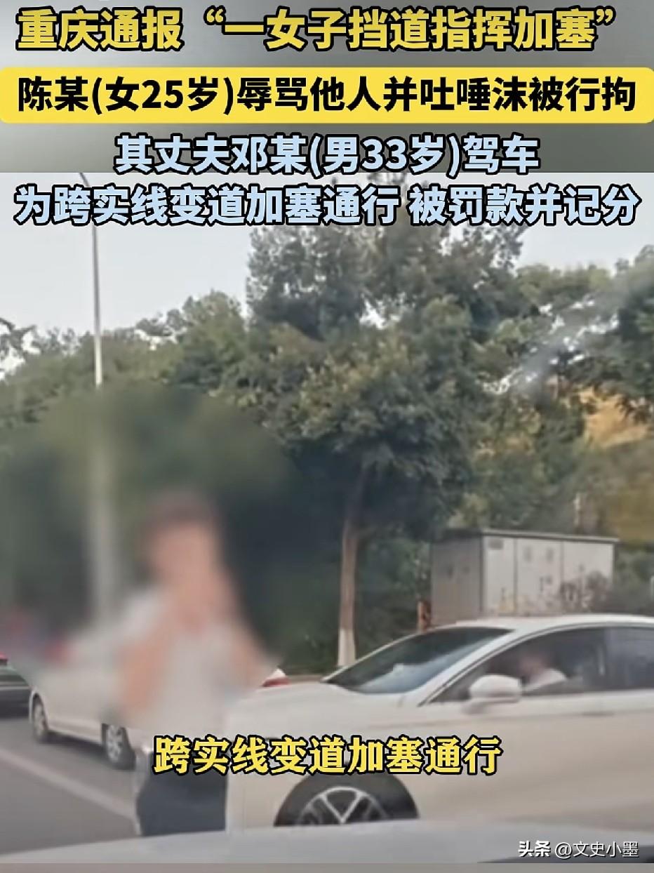 重庆，一男子驾车正常直行中，突然从右侧走过来一名女子径直站在了车前方，女子抬手示
