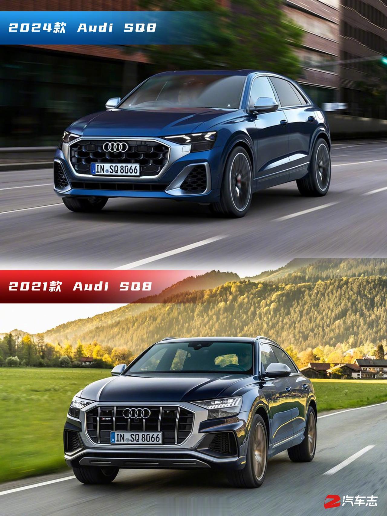一组对比图来找找不同？
2024款奥迪SQ8 VS 2021款奥迪SQ8