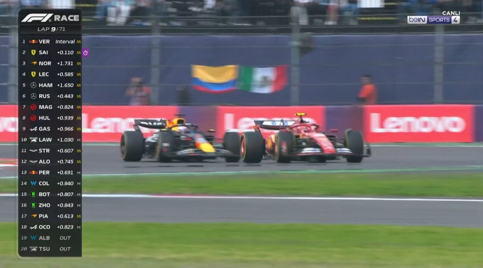 法拉利尾速很有优势，塞恩斯快速反超维斯塔潘来到第一#2024f1墨西哥城大奖赛#