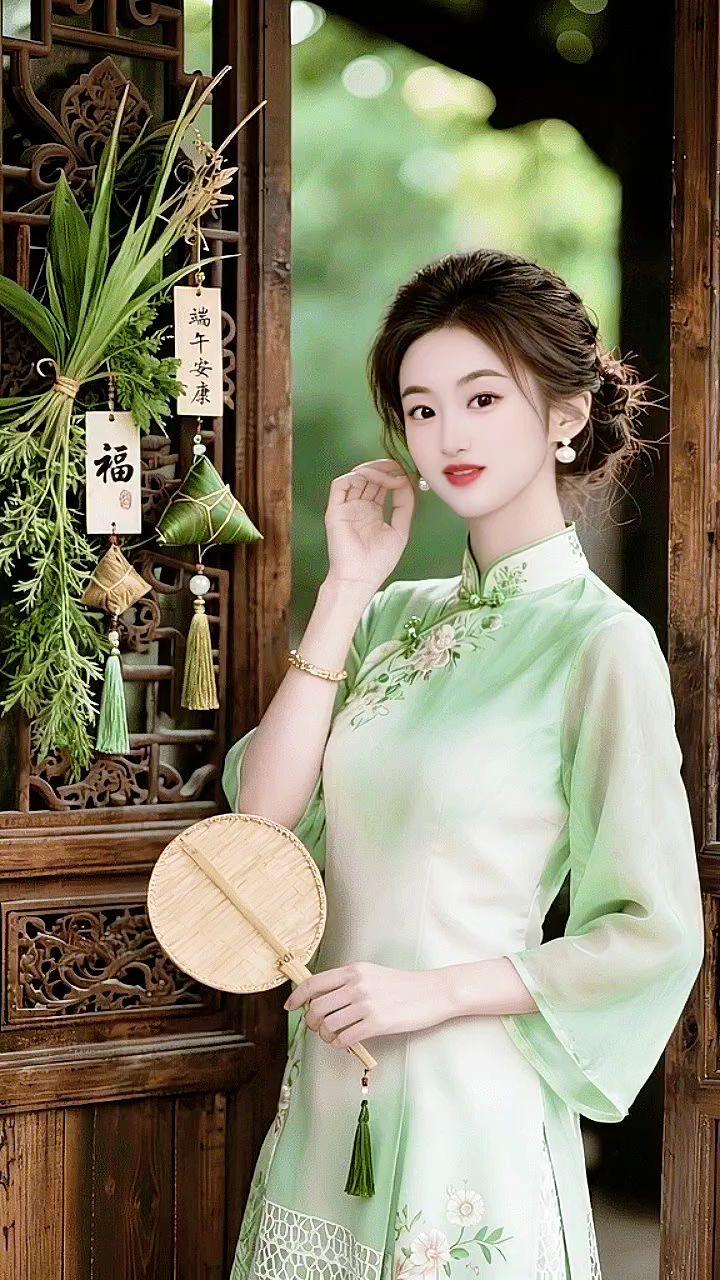 AI端午清姿 旗袍 旗袍美人 旗袍秀一秀女子好温柔 端午节安康