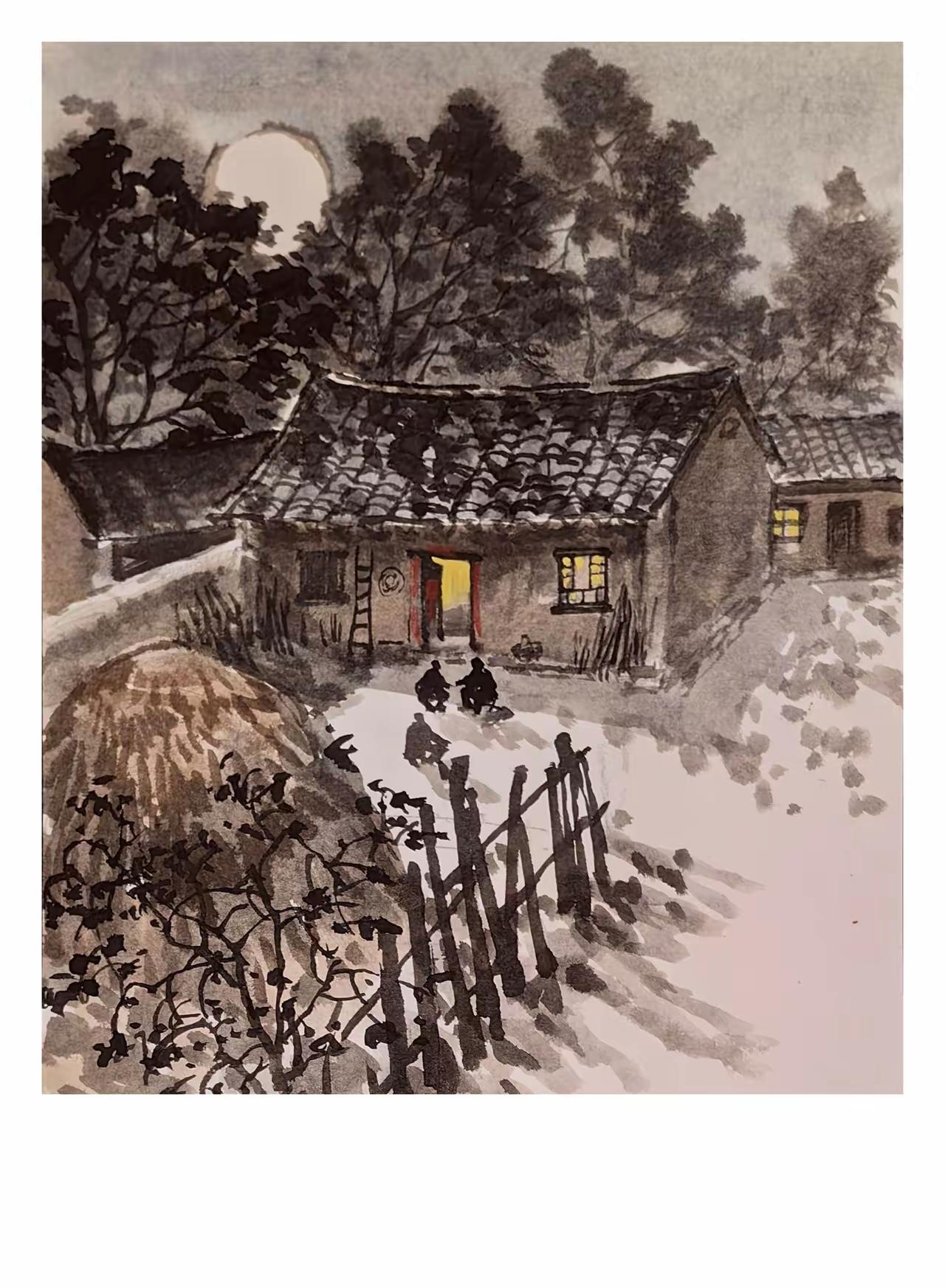 柴门闻犬吠，风雪夜归人！