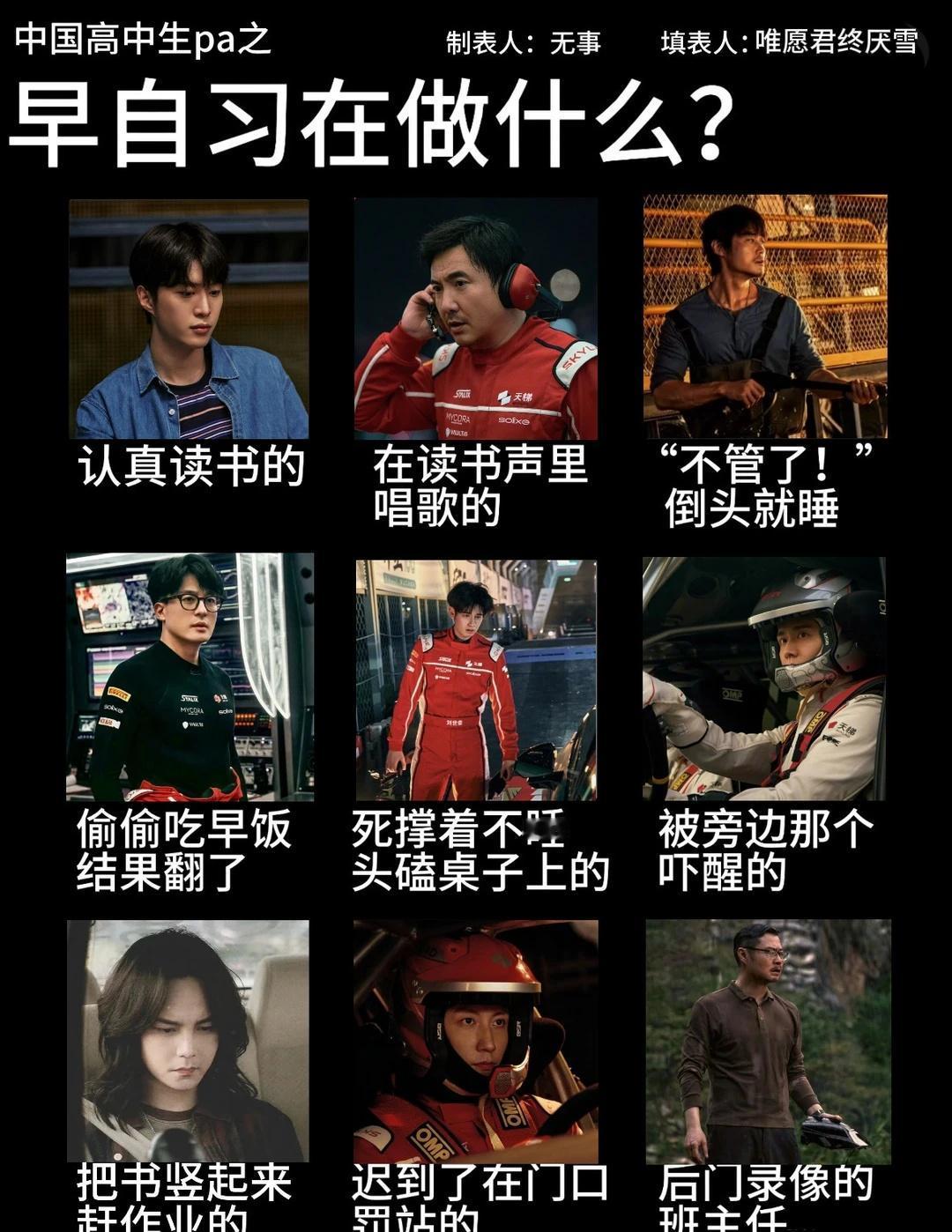 填了飞驰人生3的梗图…
早自习/晚自习pa纯主观 有不合适的地方可以提出来飞驰人