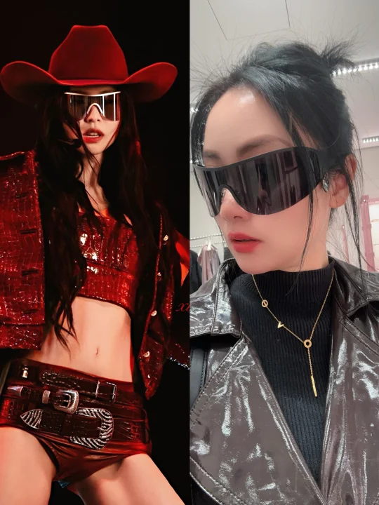 Jennie这个墨镜卡脸，脸上的粉都卡镜片上了