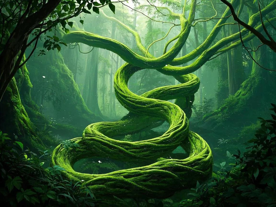上联：百丈新藤幻作蟒
下联：[火炬][火炬][火炬][火炬]