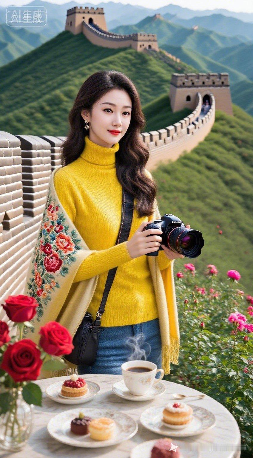 在长城上享受下午茶，用相机记录美好时光！