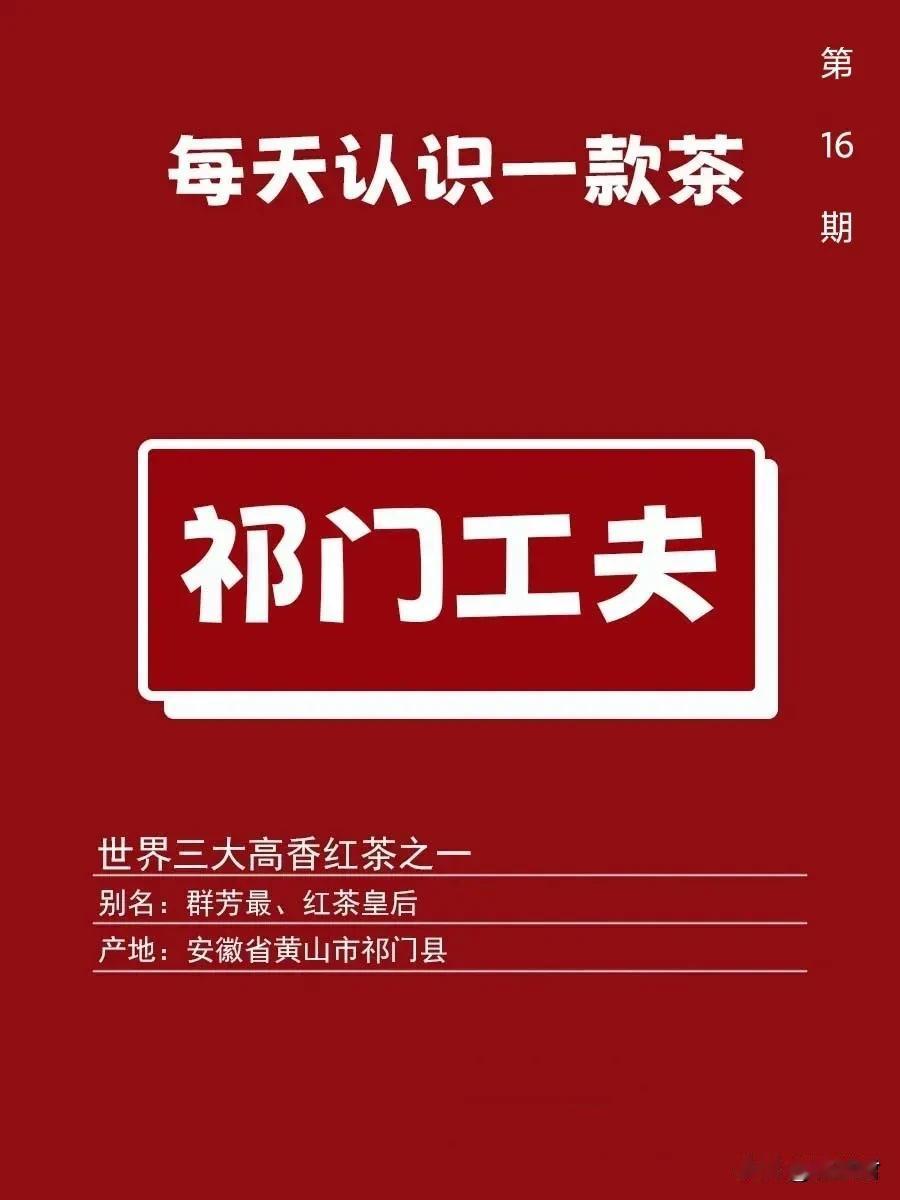 祁门工夫|每天认识一款茶16

今天来认识的是“世界三大高香茶”之一的“祁门红茶