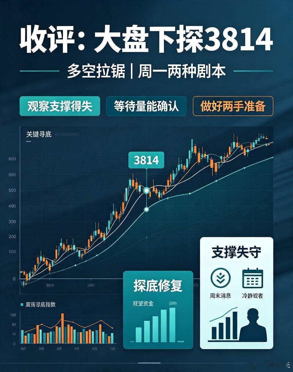 收评｜大盘调整下探3814点，多空进入关键拉锯，下周一两种走势推演！收盘之后市场