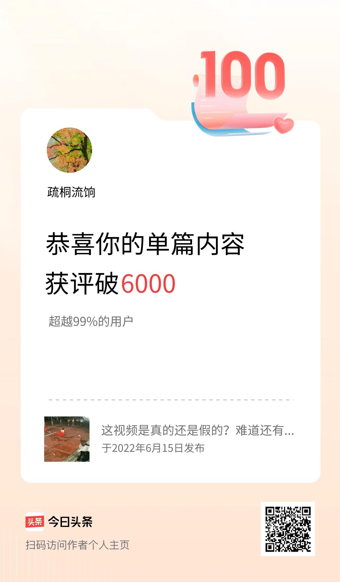 单篇内容获评论量破6000啦！