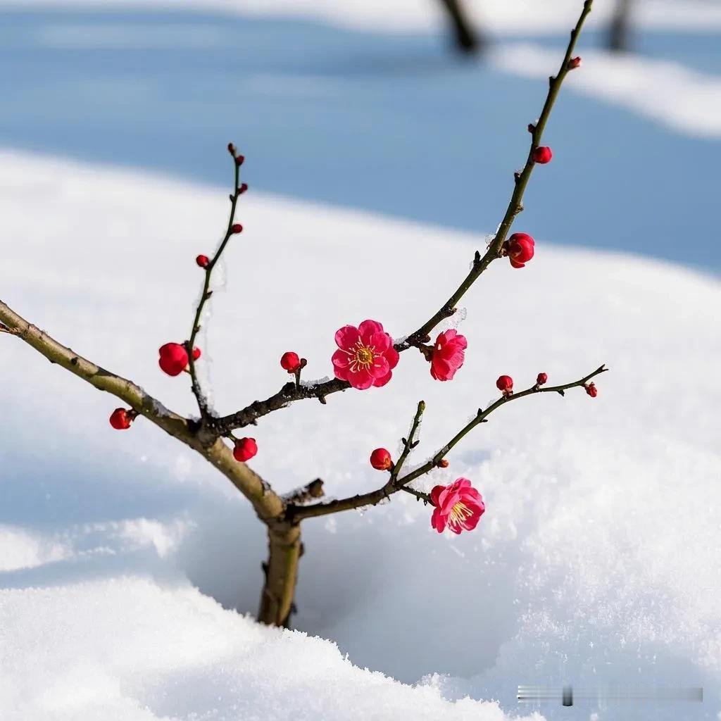 冬雪寒梅俏