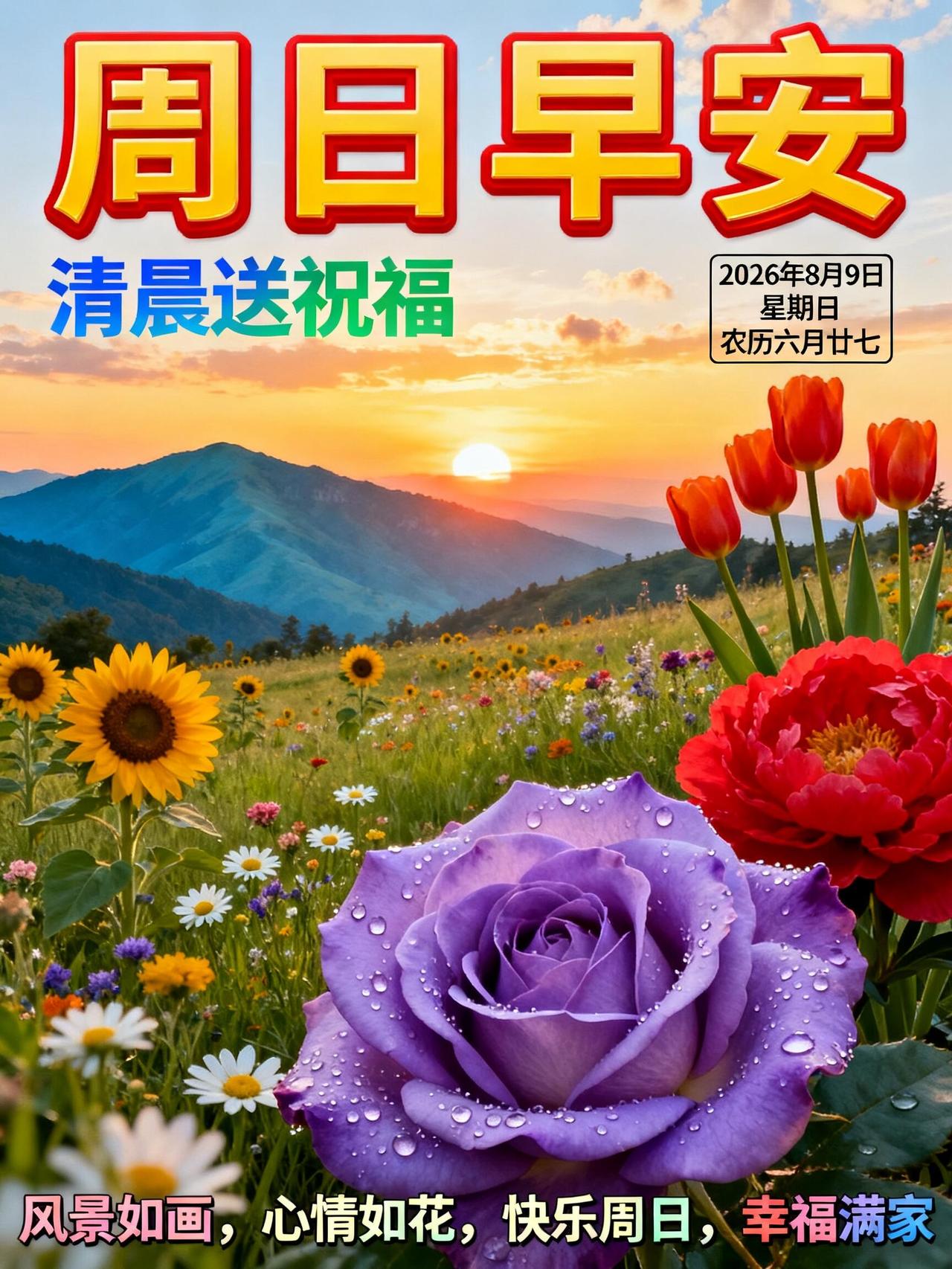 8月9日周日吉祥🍵！清晨微风拂面，带走盛夏残留的闷热，温柔的周末正式开启。不用