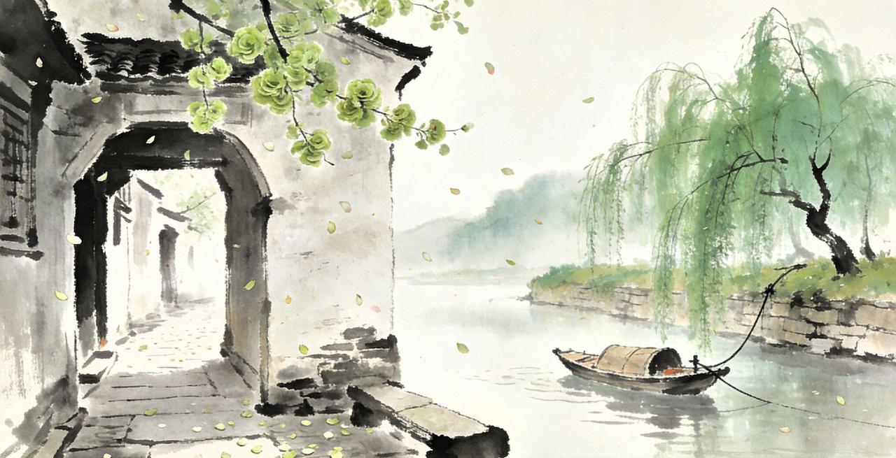 【原创作品】
七绝•柳线系舟
     文/张和平
巷口榆钱牵旧梦，
堤边柳线系