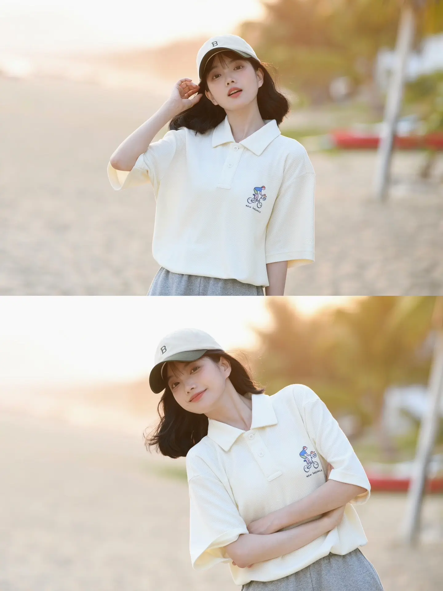 少女感夏日ootd 夏日小清新 海边的风 海边拍照 短发女生