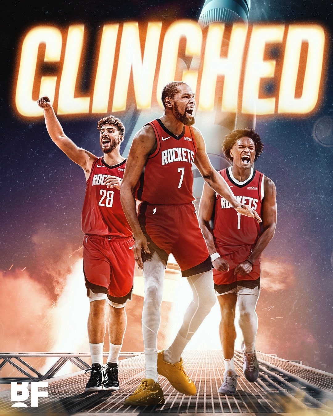 NBA 突发消息：火箭队在太阳队今晚输给黄蜂队后，已经锁定季后赛席位。火箭提前锁