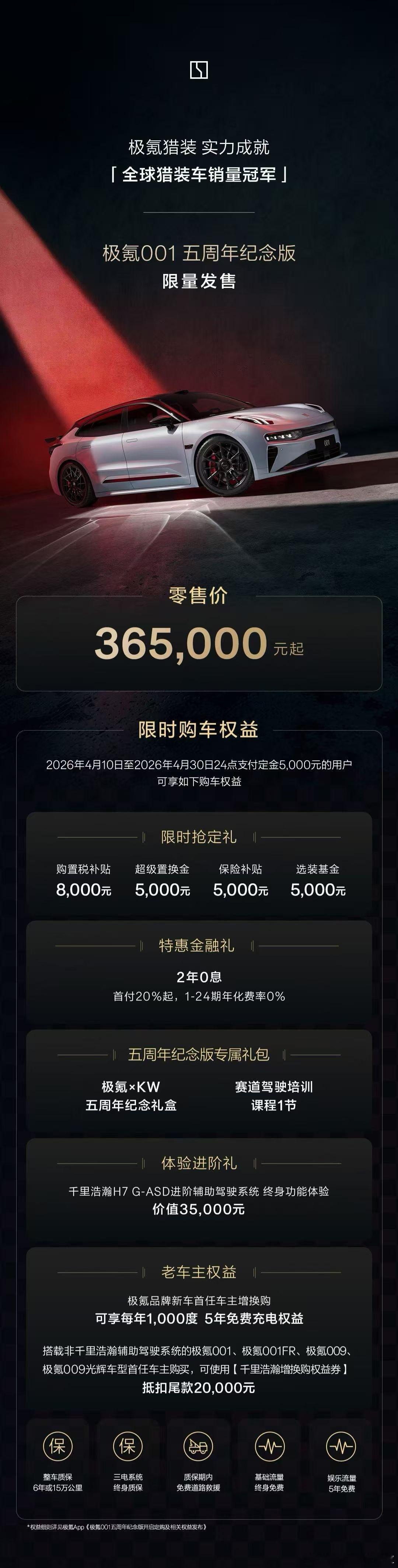 真快啊，极氪 001 已经推出五周年纪念版了，售价 36.5 万元。 