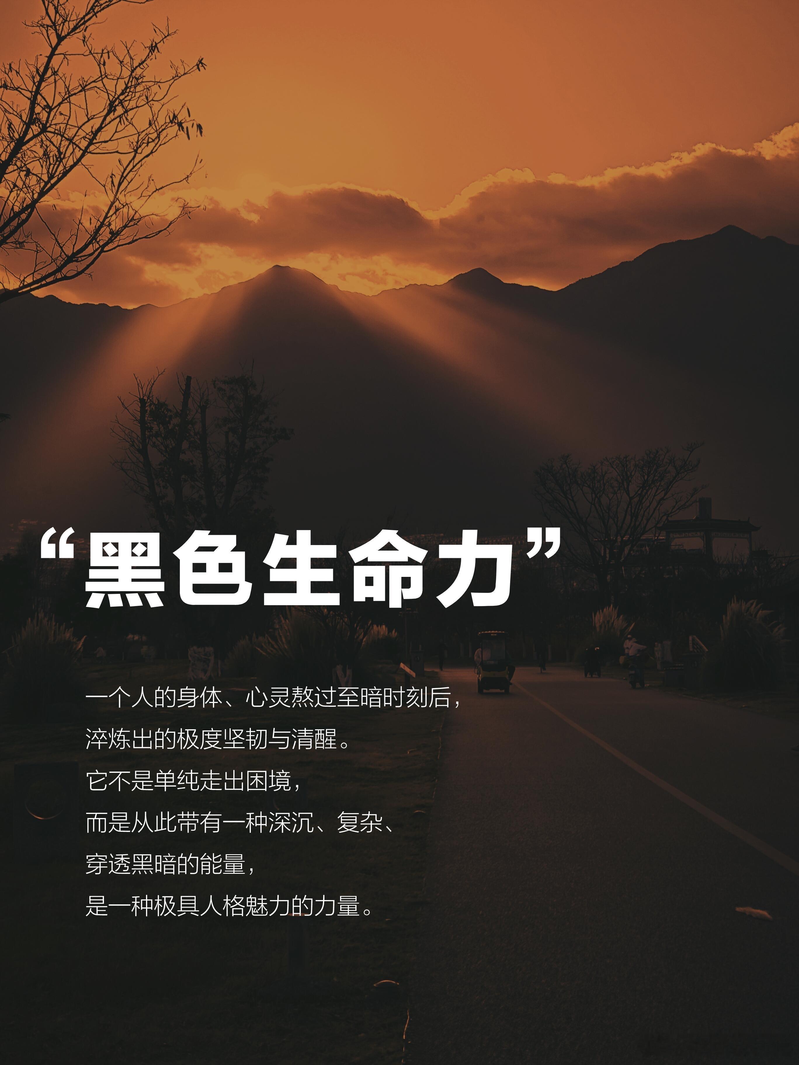 黑色生命力:熬过至暗时刻的人，身上都有光一个穿越黑暗的人，身上出有几种极具吸引力