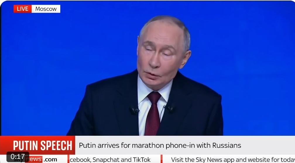 普京：俄罗斯“准备好”进行对话以结束战争普京声称乌克兰不愿通过和平方式结束冲突，