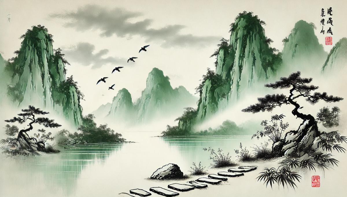 《山行》
青山绿水映眼帘，
鸟语花香沁心田。
拾阶而上云深处，
一一一一一一一？