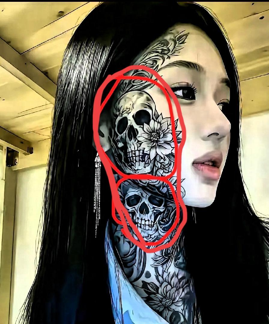 好看吗？
这么漂亮的女孩非要纹个骷髅在脸上？纹成这样子好看吗？
如果她不要彩礼，