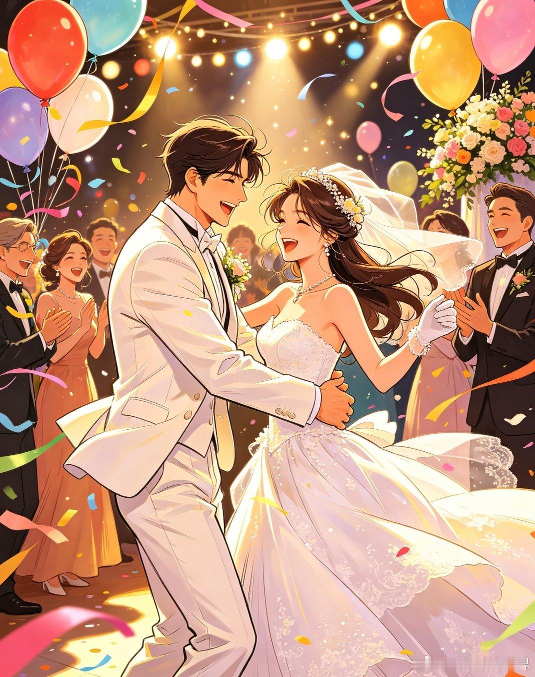奚梦瑶何猷君婚礼派对还挺开心的二人近期刚办完婚礼派对，现场处处洋溢着热闹欢喜的气