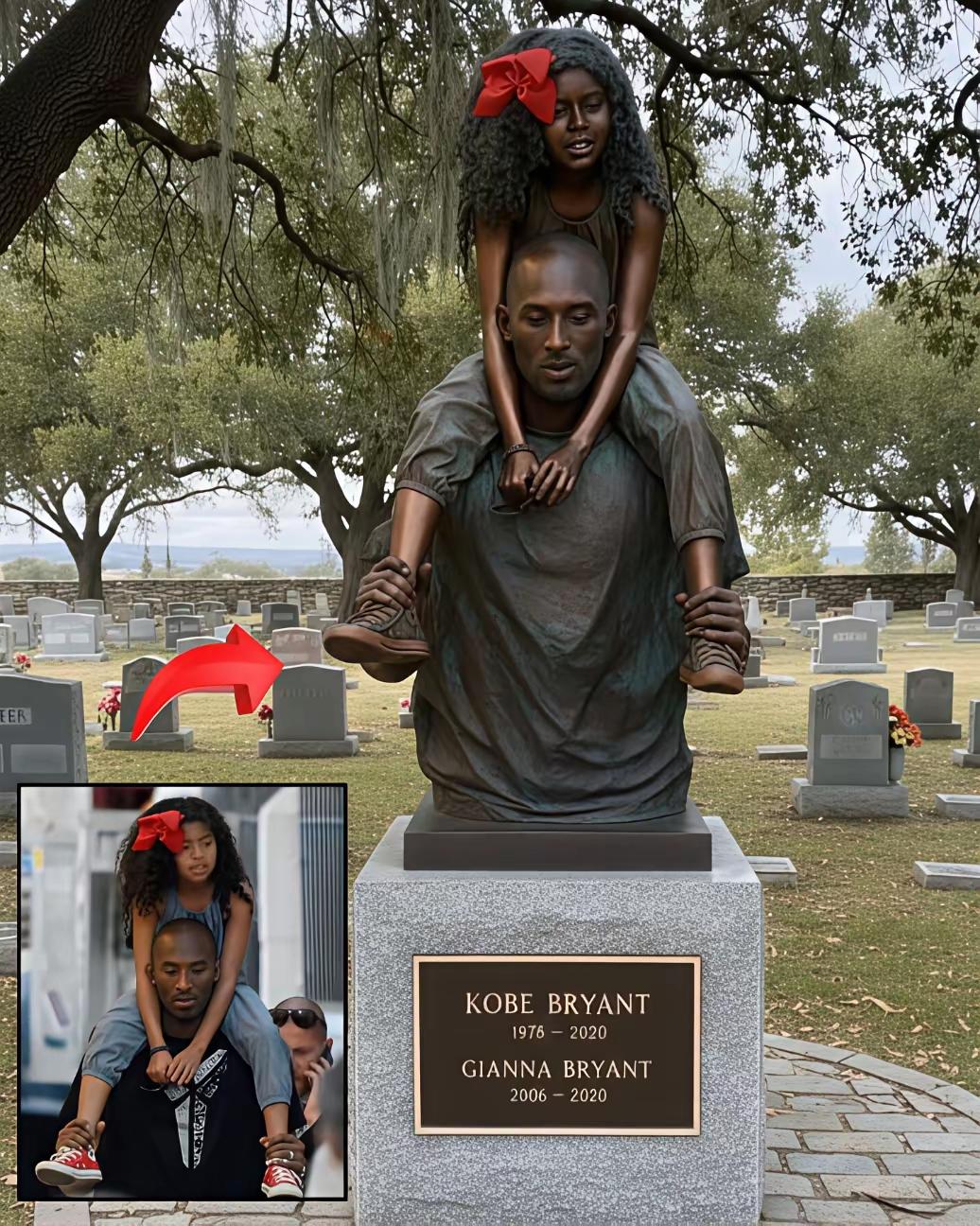 第一次见到科比和他女儿的墓碑。

科比和他女儿是在2020年因为空难离世的，都已