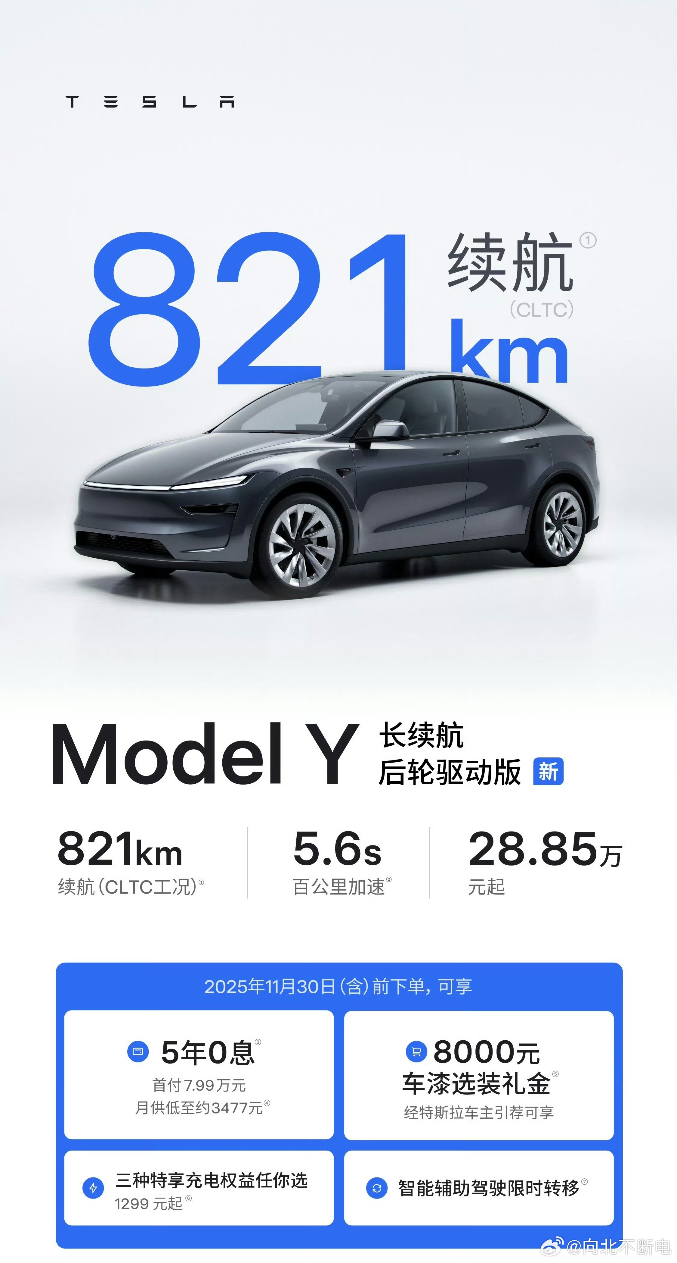 特斯拉Model Y增加了长续航后轮驱动版，28.55万值不值？同价位选特斯拉还