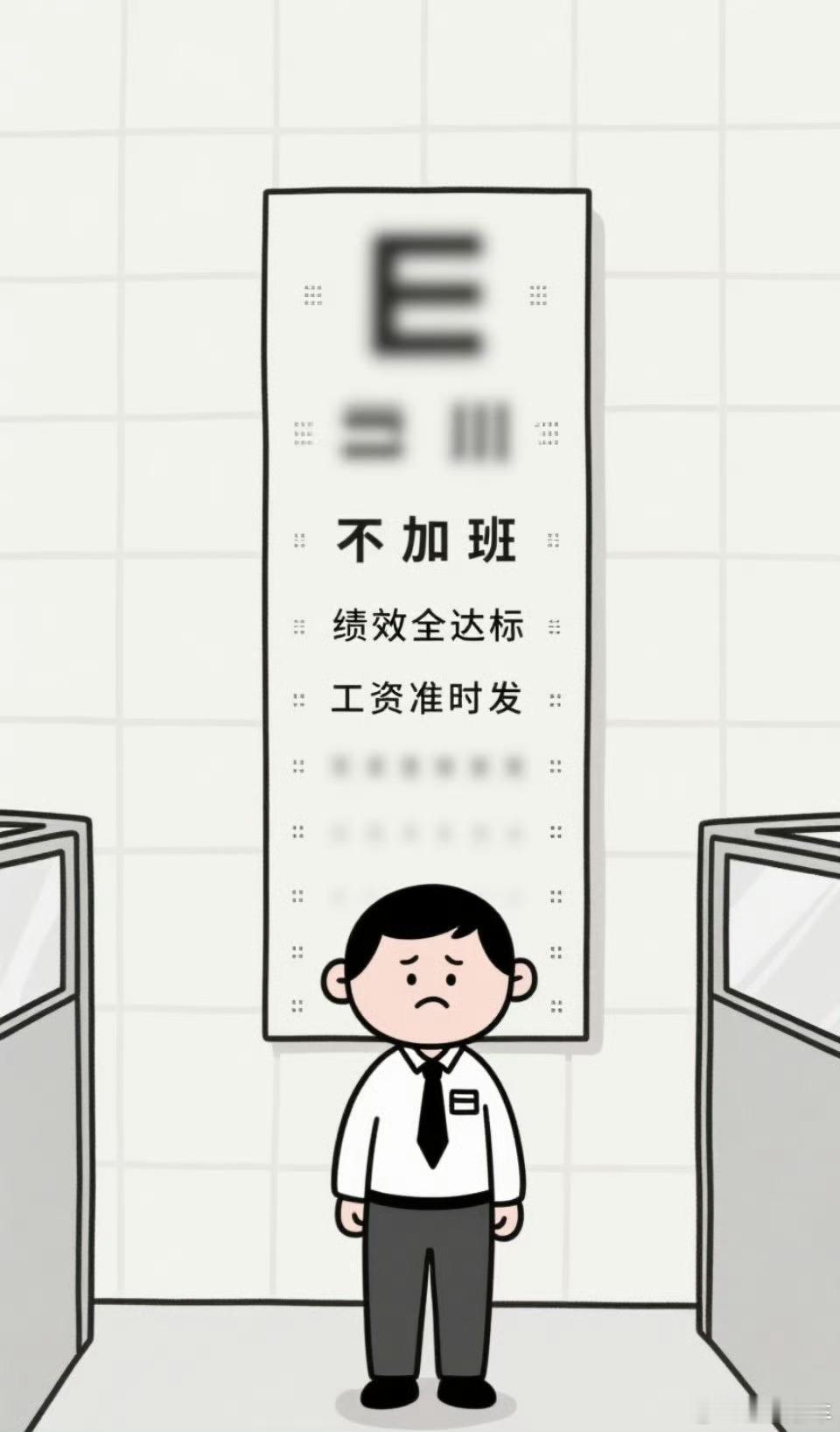 打工人有自己的视力表对不起，我只能看见这三行[微笑] ​​​
