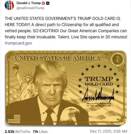【美国移民金卡项目至今仅一人获批 最初定价500万美元，曾预计带来远超千亿美元收