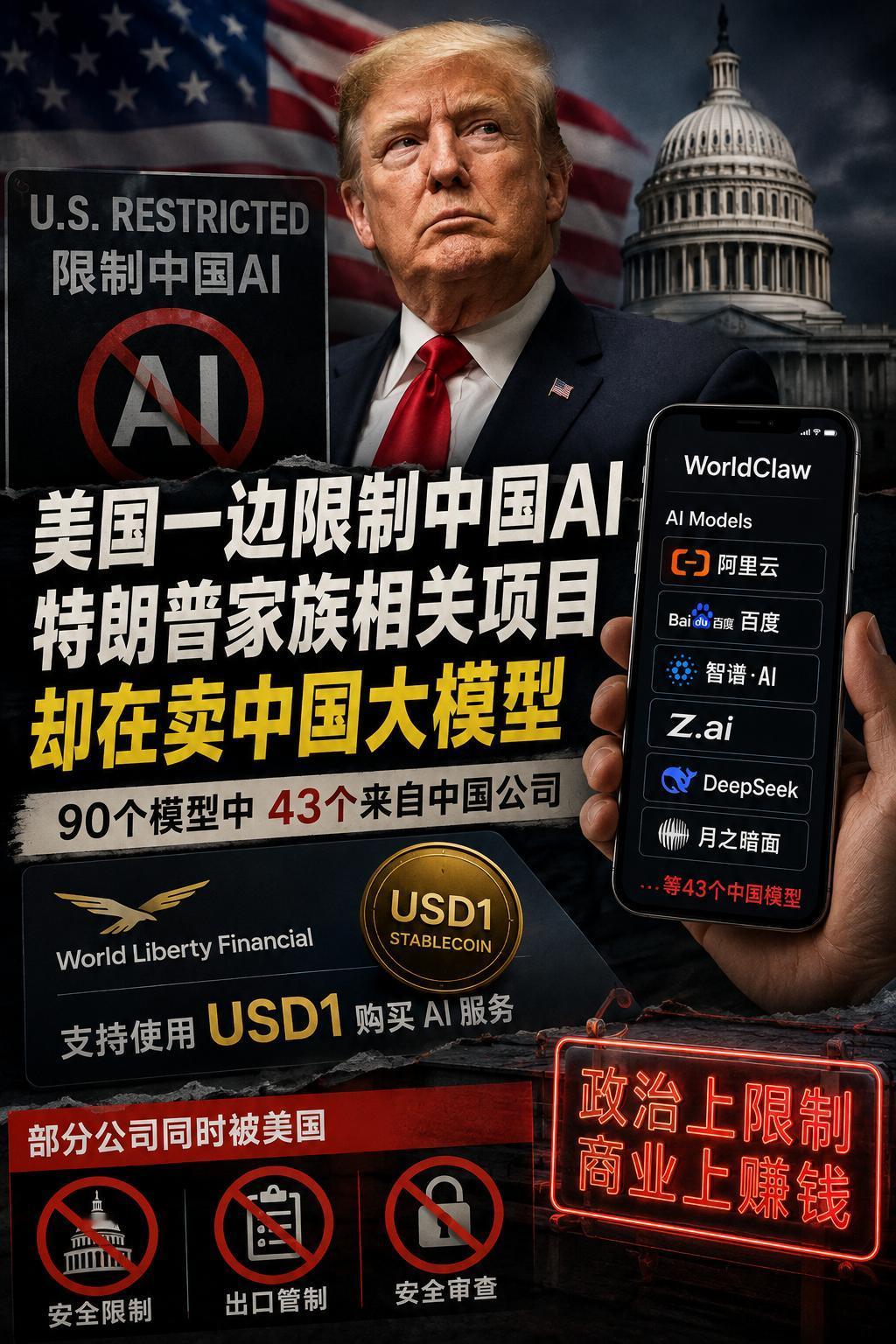 美国嘴上防中国AI，特朗普家族相关生意却在卖中国模型

美国政府一直把中国 AI