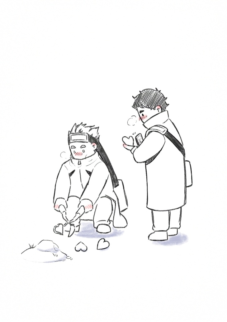 排球少年 木兔！赤苇！爱心雪球❄️！！太可爱了[awsl][awsl]绘：lib