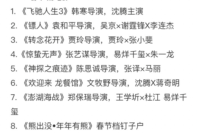 2026春节档飞驰人生3是必看的，国内这种汽车电影我觉得拍的最好的之一。再就是看