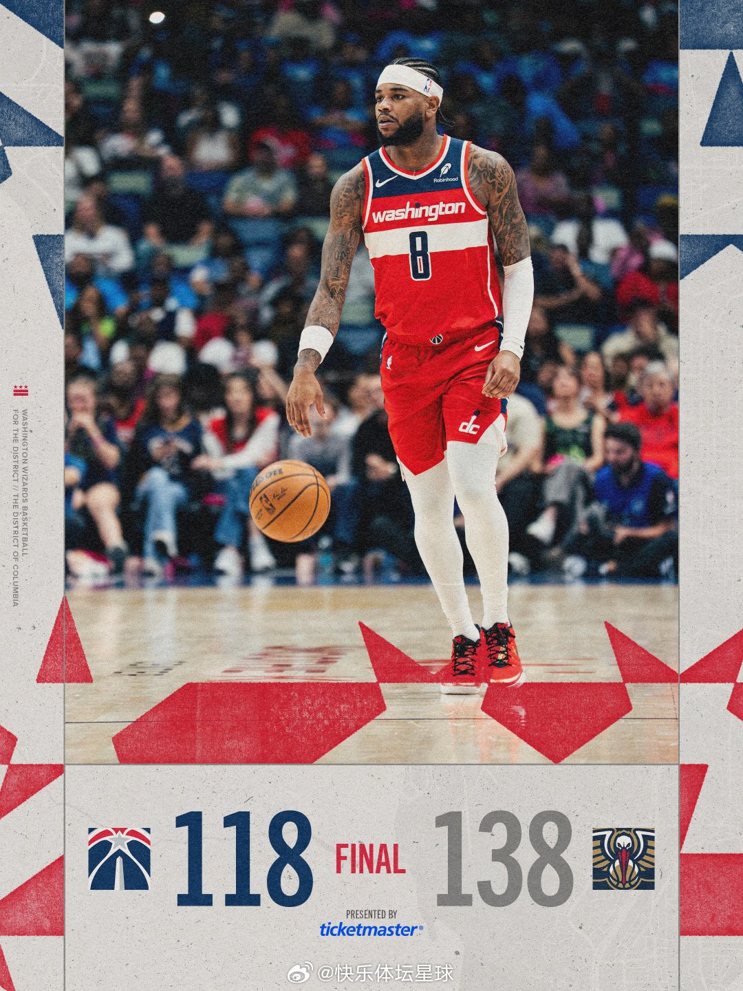 遗憾告负，苦吞8连败。奇才vs鹈鹕华盛顿奇才舍我奇谁  cr：华盛顿奇才 