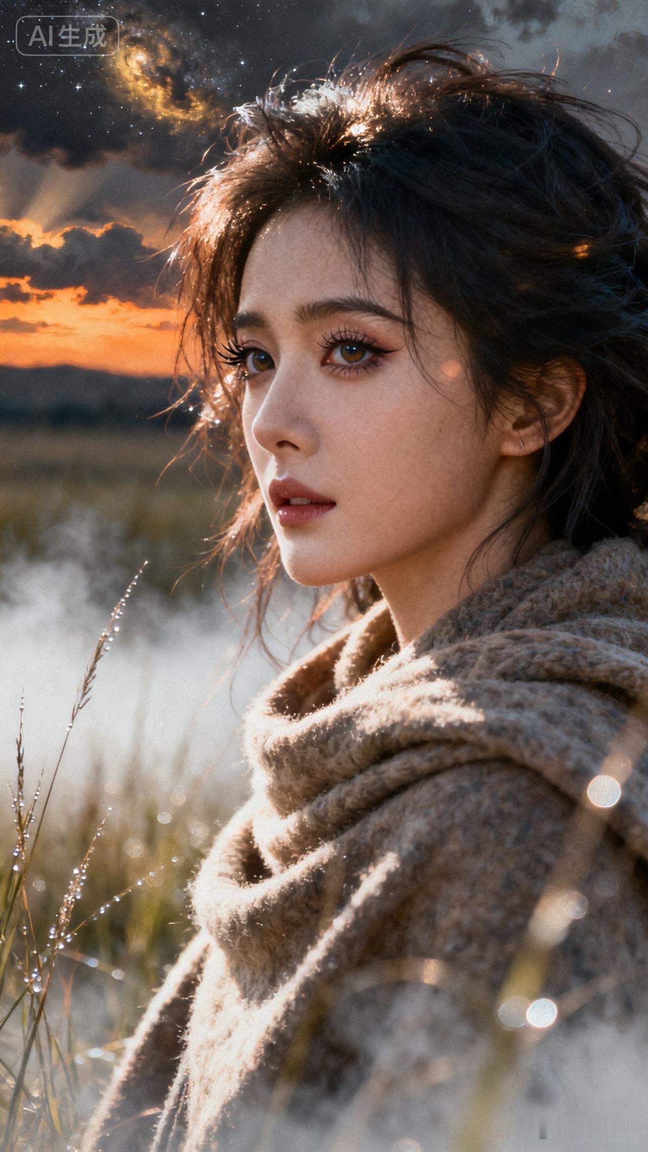 夕阳下的少女，温柔如梦，静谧如画。