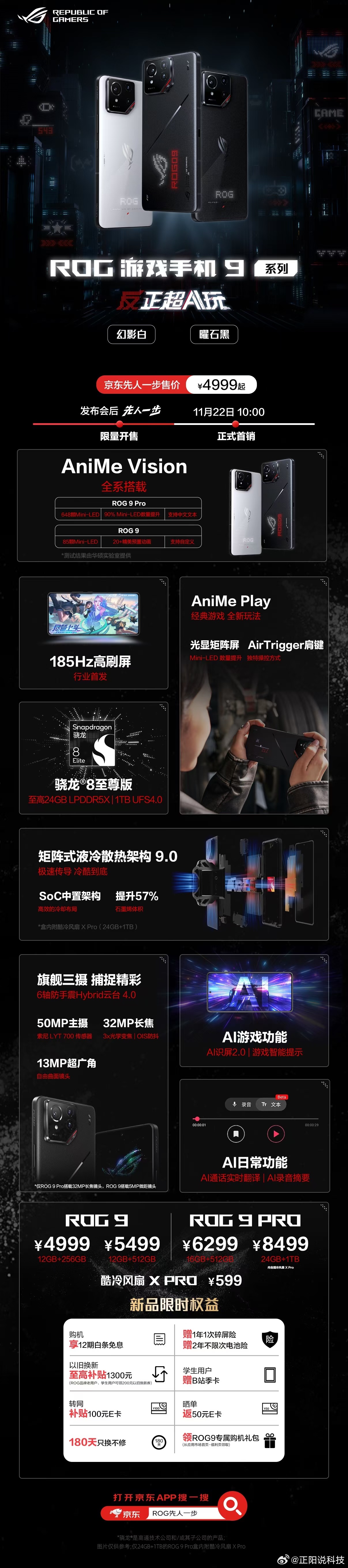 一张图看懂今天刚发布的ROG游戏手机9系列，更均衡的定位，更亲民的价格，基础版挺