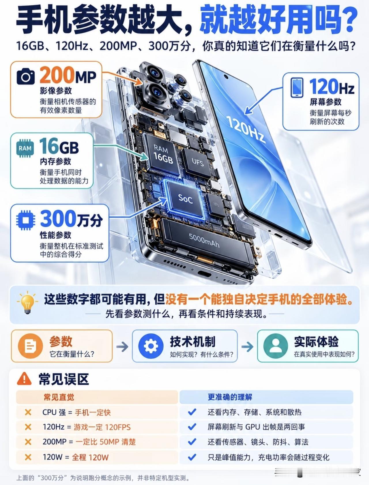 别被手机参数忽悠！数字大≠体验好，买手机的底层逻辑📱
 
很多人选手机，上来直