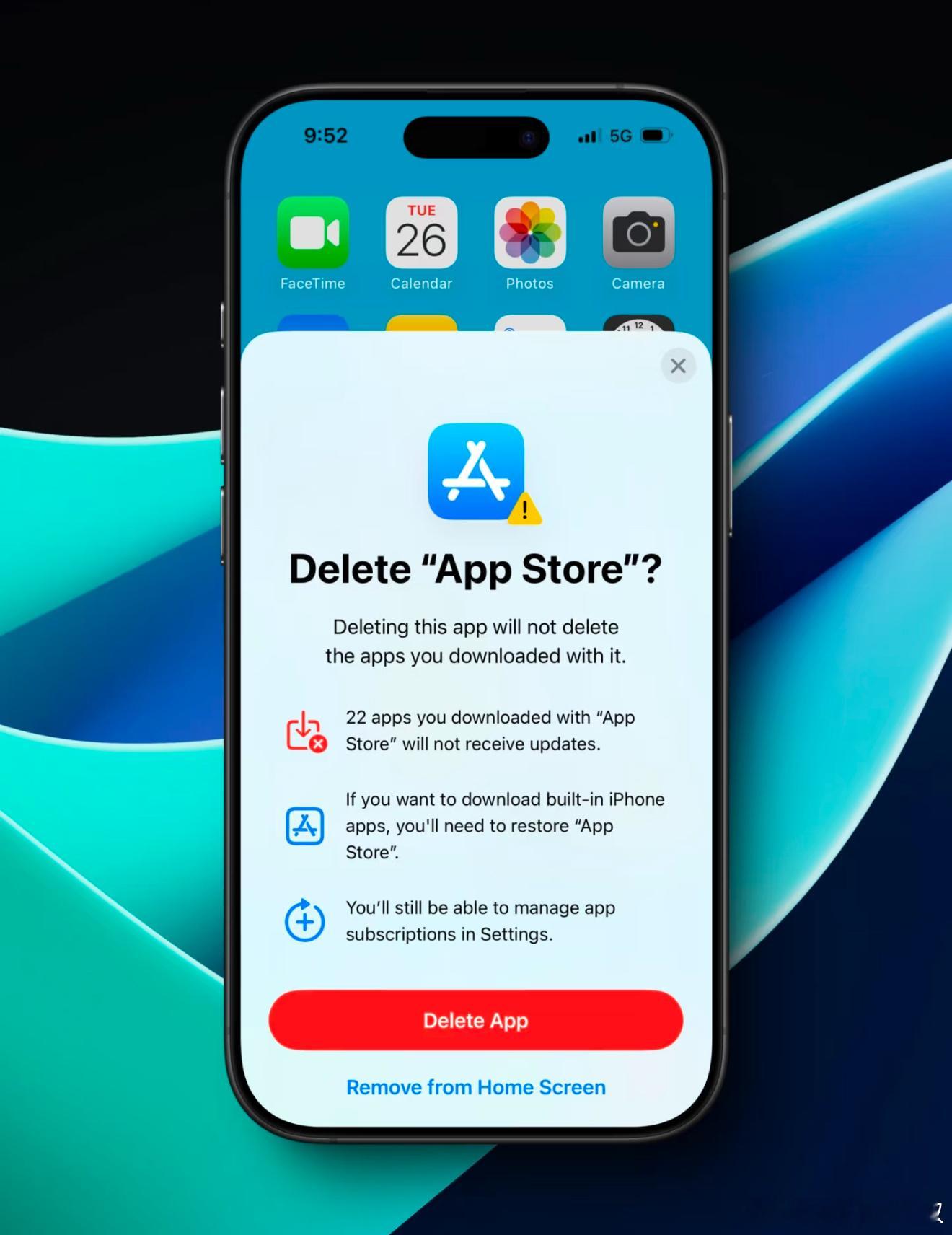 欧盟版iPhone现在魔幻到了什么程度，可以直接删除App Store，是删除，
